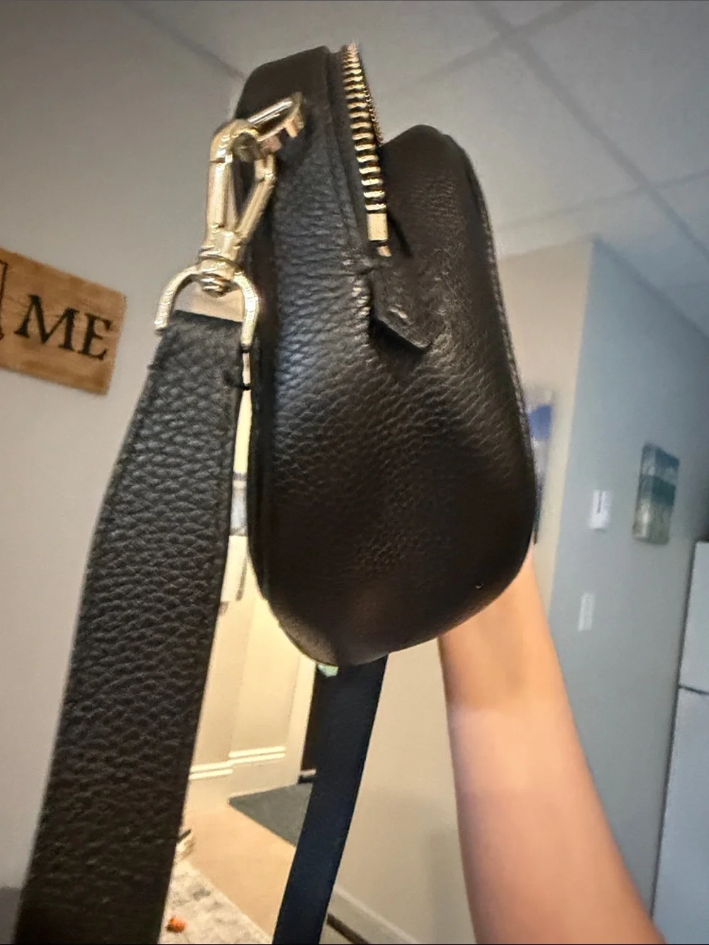 kate spade black leather shoulder/crossbody pouch